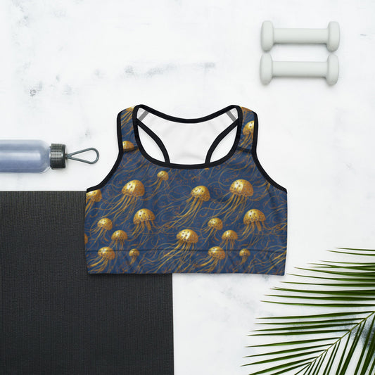 Jelly Kvlt -  Sports bra  - Blue And Gold Jellyfishes