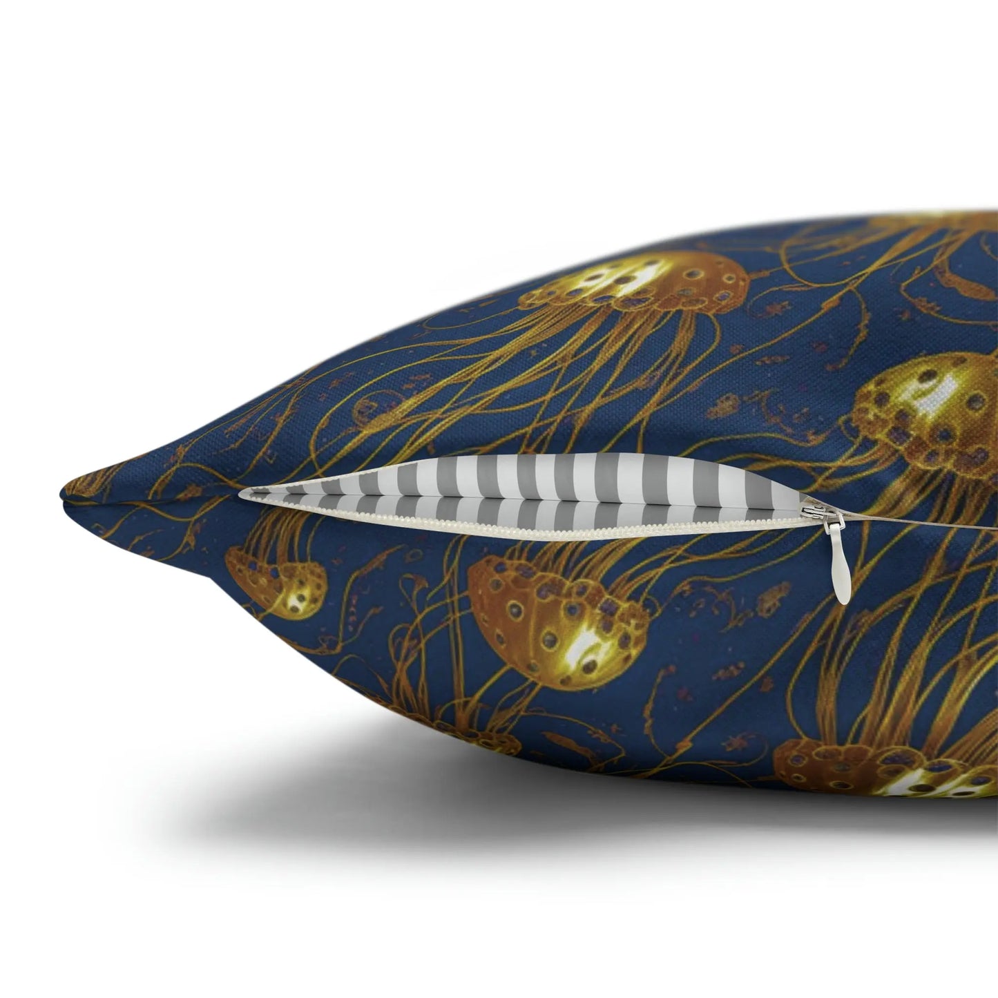 Jelly Kvlt -  Square Pillow Case - Blue and Gold Jellyfishes