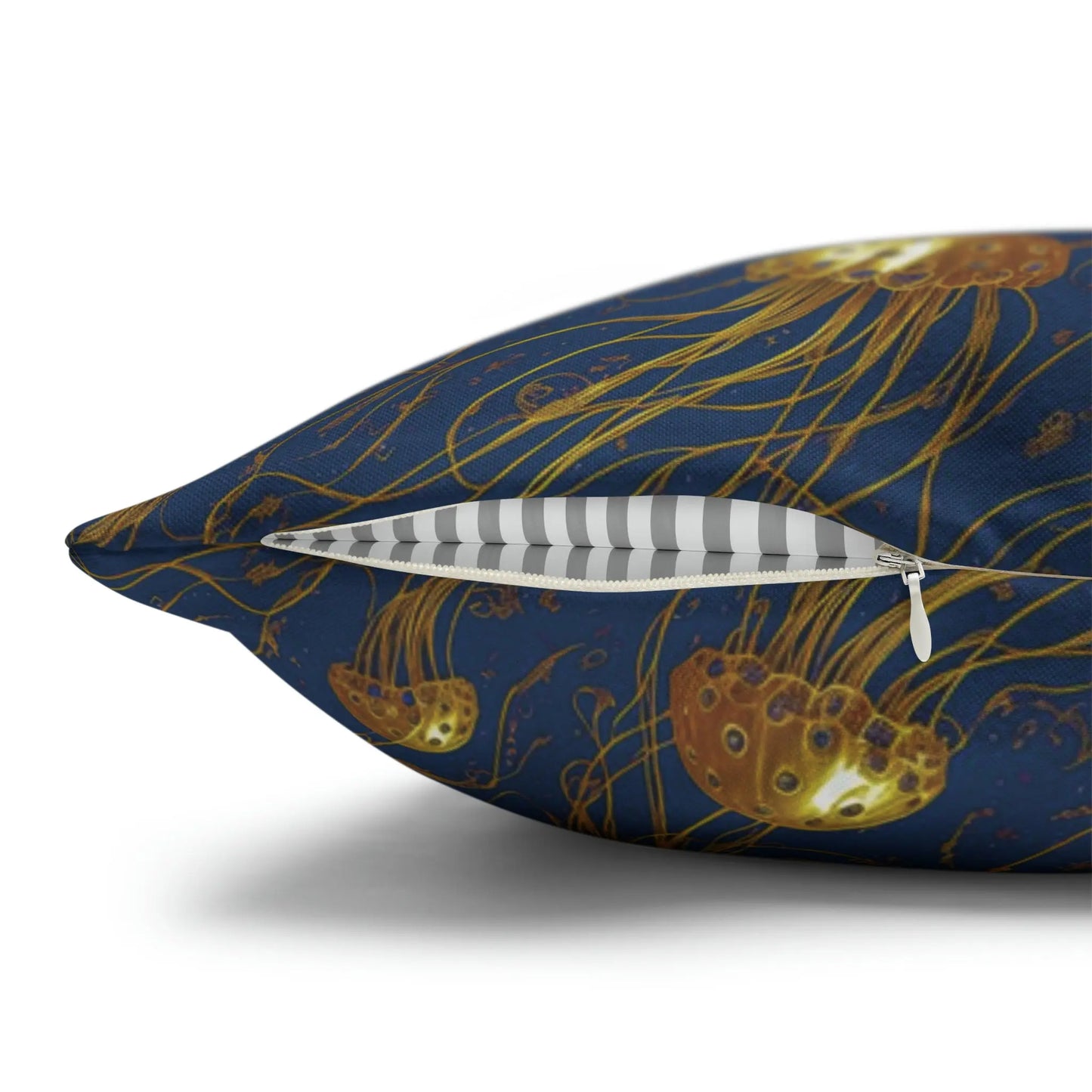 Jelly Kvlt -  Square Pillow Case - Blue and Gold Jellyfishes