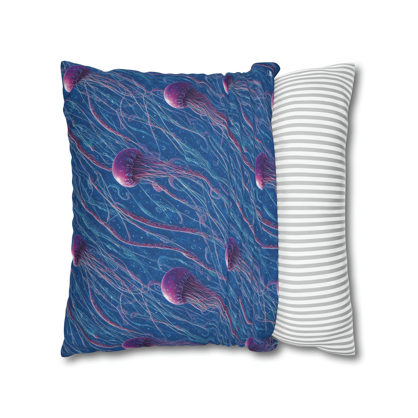 Square Pillow Case - Blue and Violet Jellyfishes Jelly Kvlt