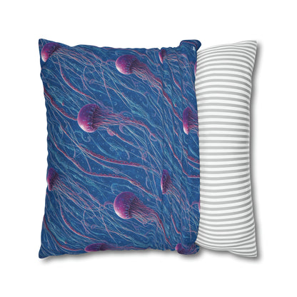 Square Pillow Case - Blue and Violet Jellyfishes Jelly Kvlt