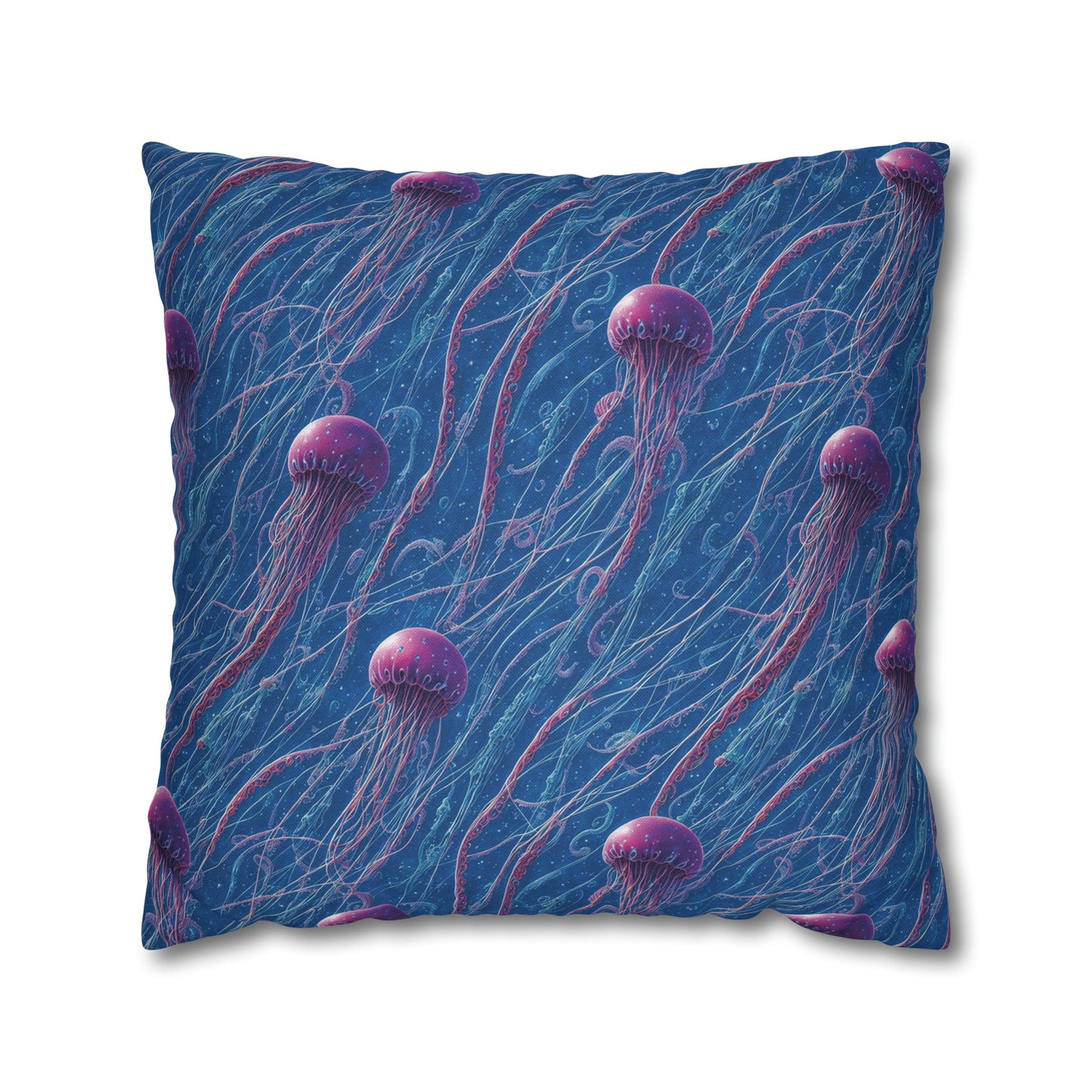 Square Pillow Case - Blue and Violet Jellyfishes Jelly Kvlt