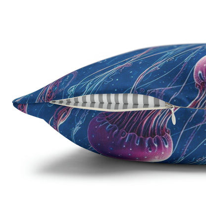 Square Pillow Case - Blue and Violet Jellyfishes Jelly Kvlt