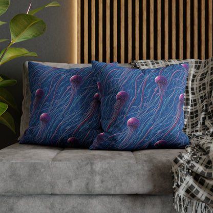 Square Pillow Case - Blue and Violet Jellyfishes Jelly Kvlt