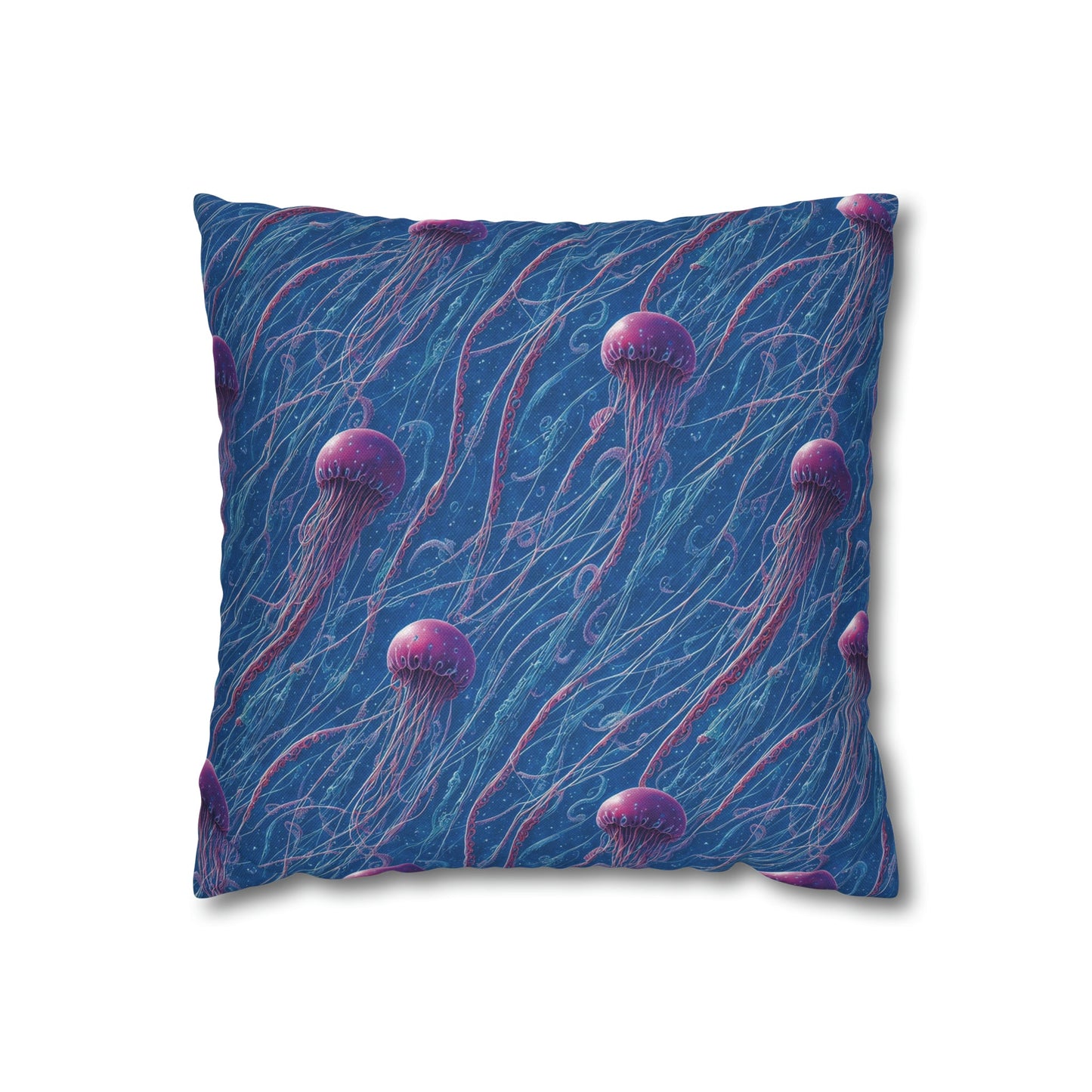 Square Pillow Case - Blue and Violet Jellyfishes Jelly Kvlt