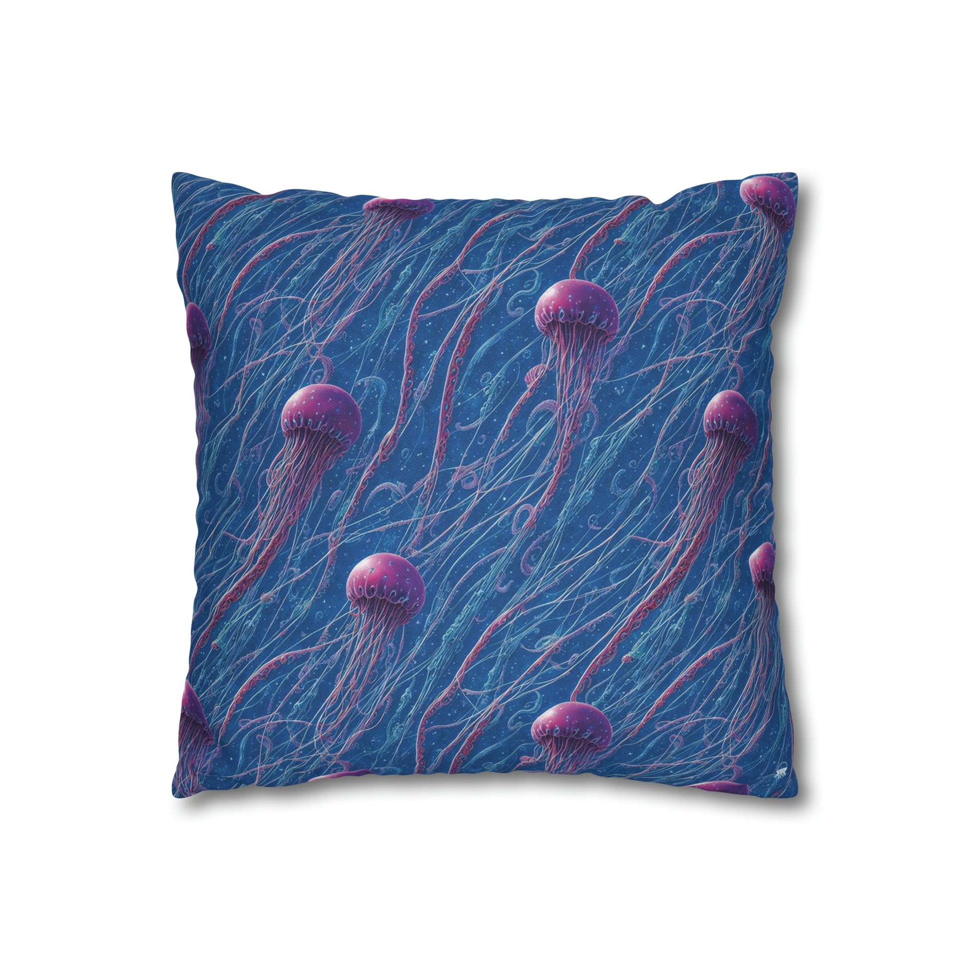 Square Pillow Case - Blue and Violet Jellyfishes Jelly Kvlt