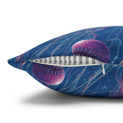 Square Pillow Case - Blue and Violet Jellyfishes Jelly Kvlt