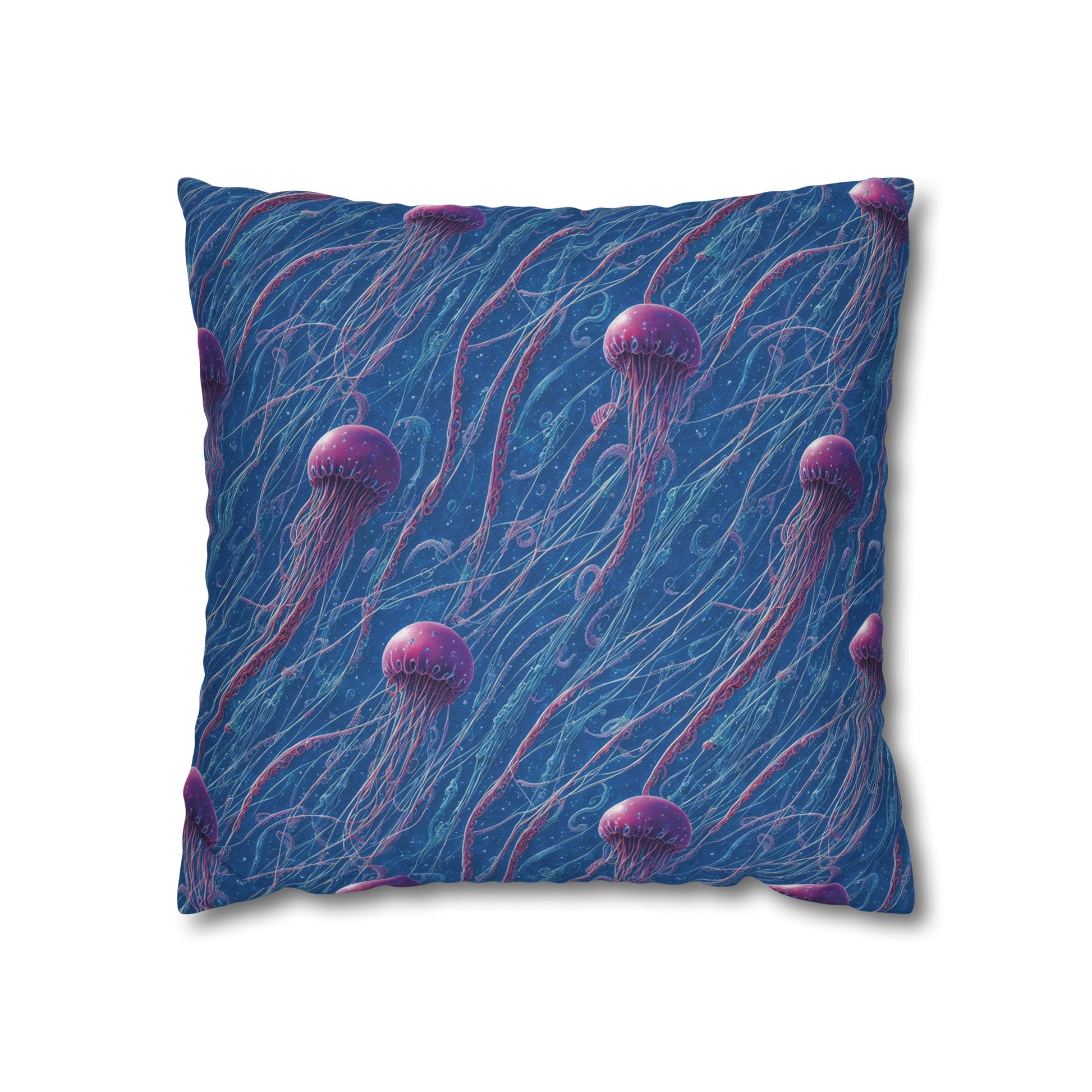 Square Pillow Case - Blue and Violet Jellyfishes Jelly Kvlt