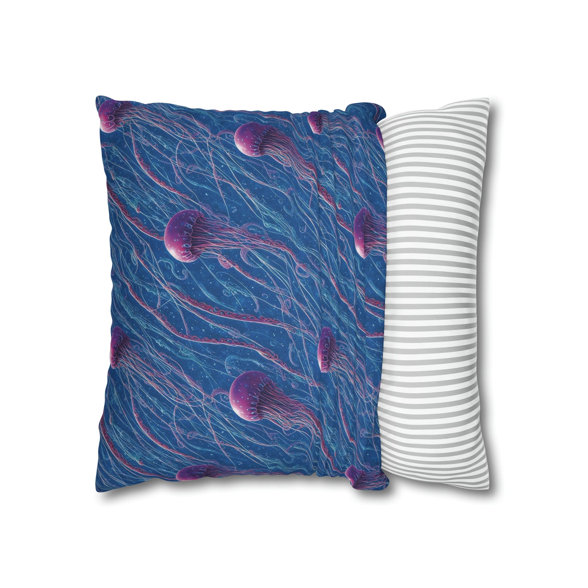 Square Pillow Case - Blue and Violet Jellyfishes Jelly Kvlt