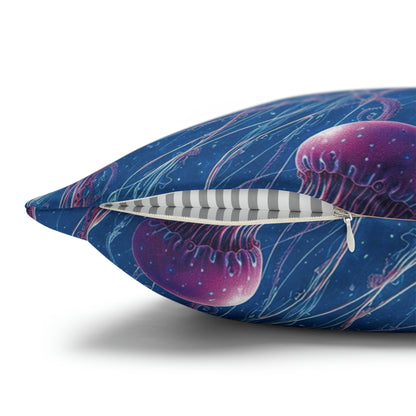 Square Pillow Case - Blue and Violet Jellyfishes Jelly Kvlt