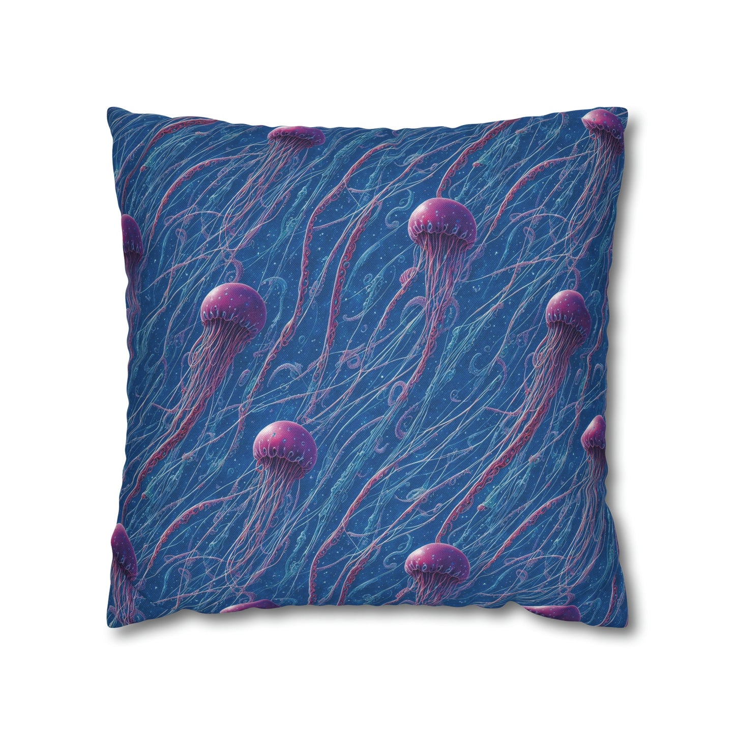 Square Pillow Case - Blue and Violet Jellyfishes Jelly Kvlt