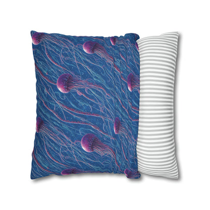 Square Pillow Case - Blue and Violet Jellyfishes Jelly Kvlt