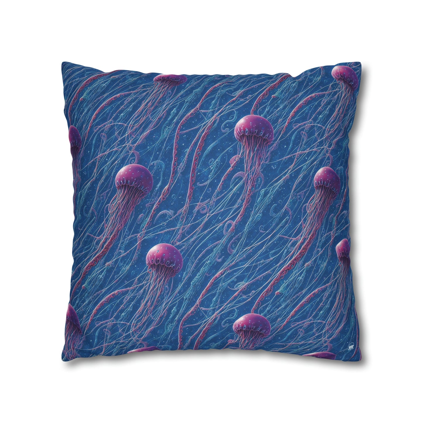 Square Pillow Case - Blue and Violet Jellyfishes Jelly Kvlt