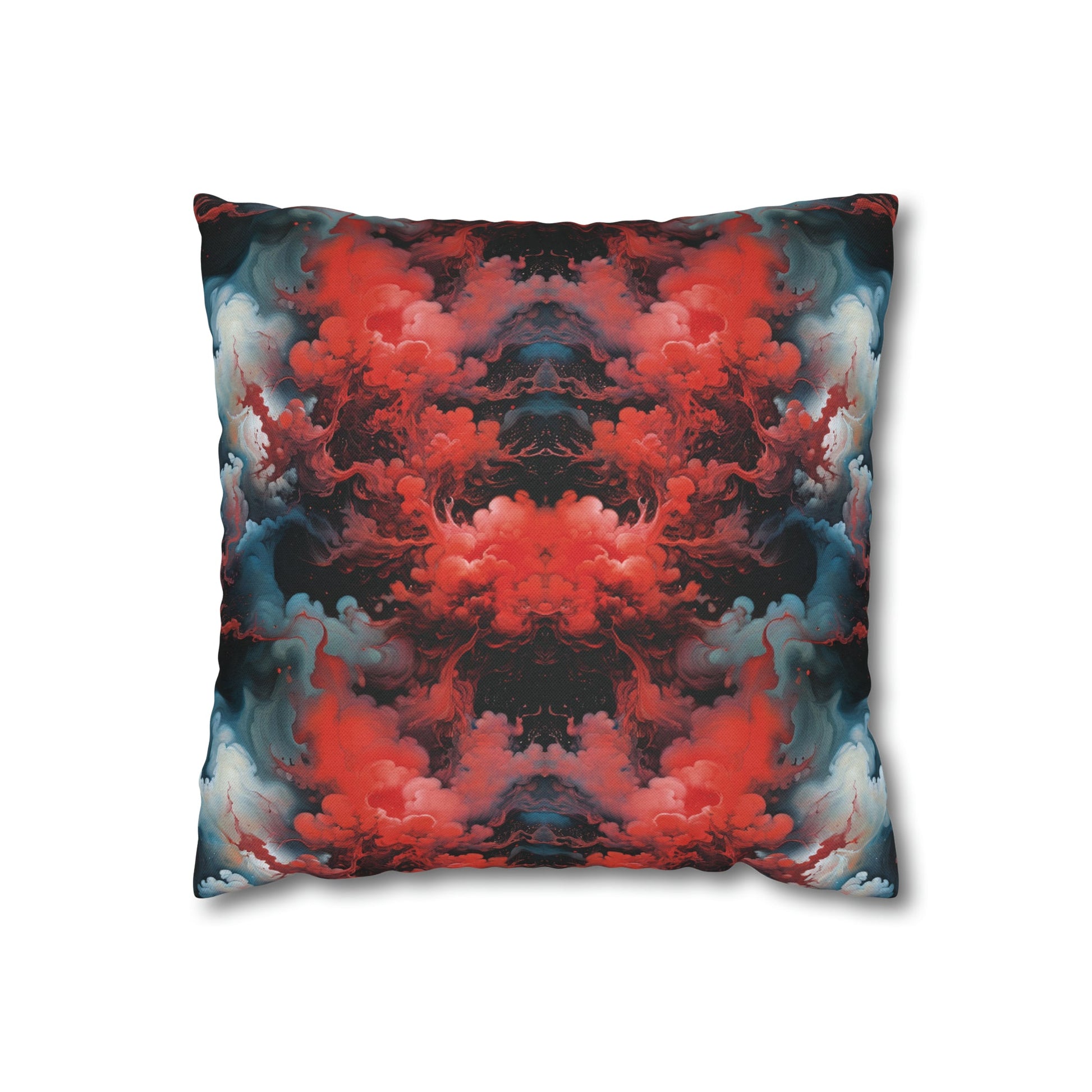 Square Pillow Case - Ethereal Crimson Flow - Dual Harmony Jelly Kvlt