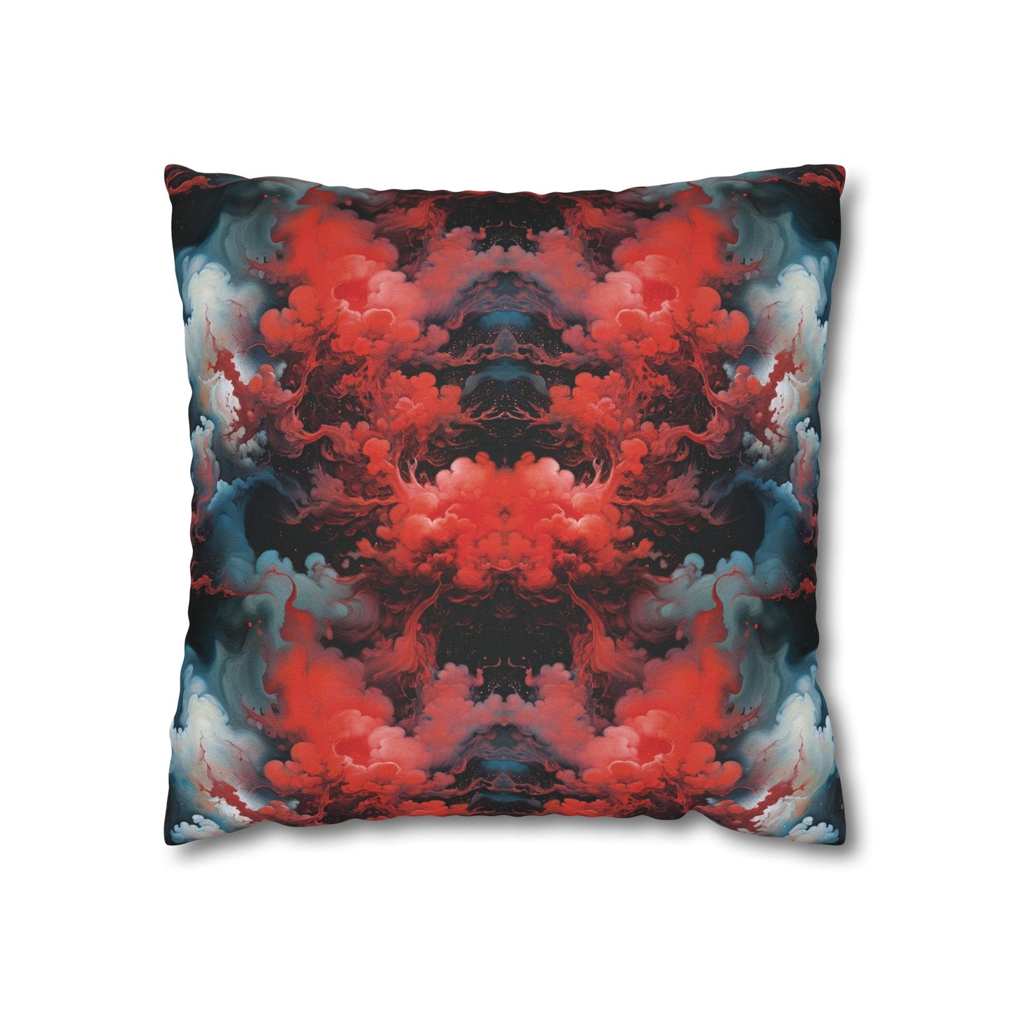 Square Pillow Case - Ethereal Crimson Flow - Dual Harmony Jelly Kvlt