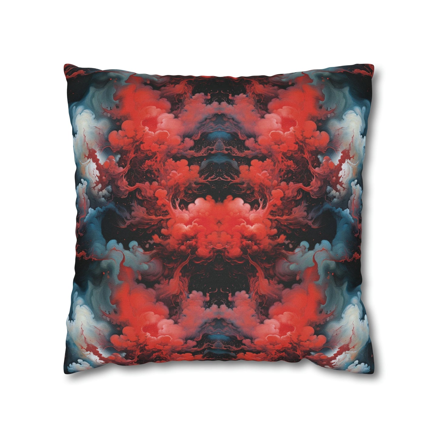 Square Pillow Case - Ethereal Crimson Flow - Dual Harmony Jelly Kvlt