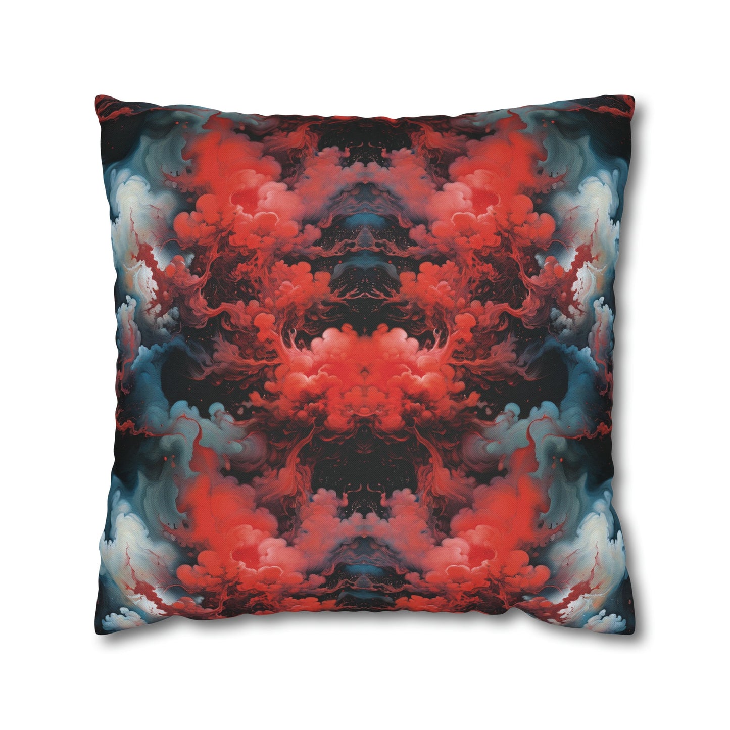 Square Pillow Case - Ethereal Crimson Flow - Dual Harmony Jelly Kvlt