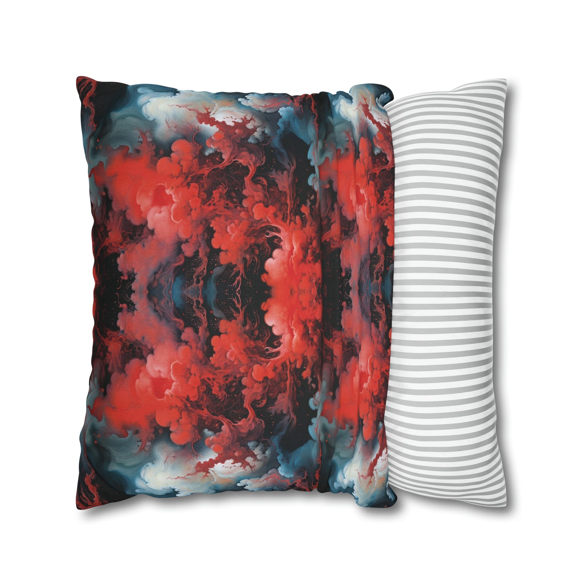 Square Pillow Case - Ethereal Crimson Flow - Dual Harmony Jelly Kvlt