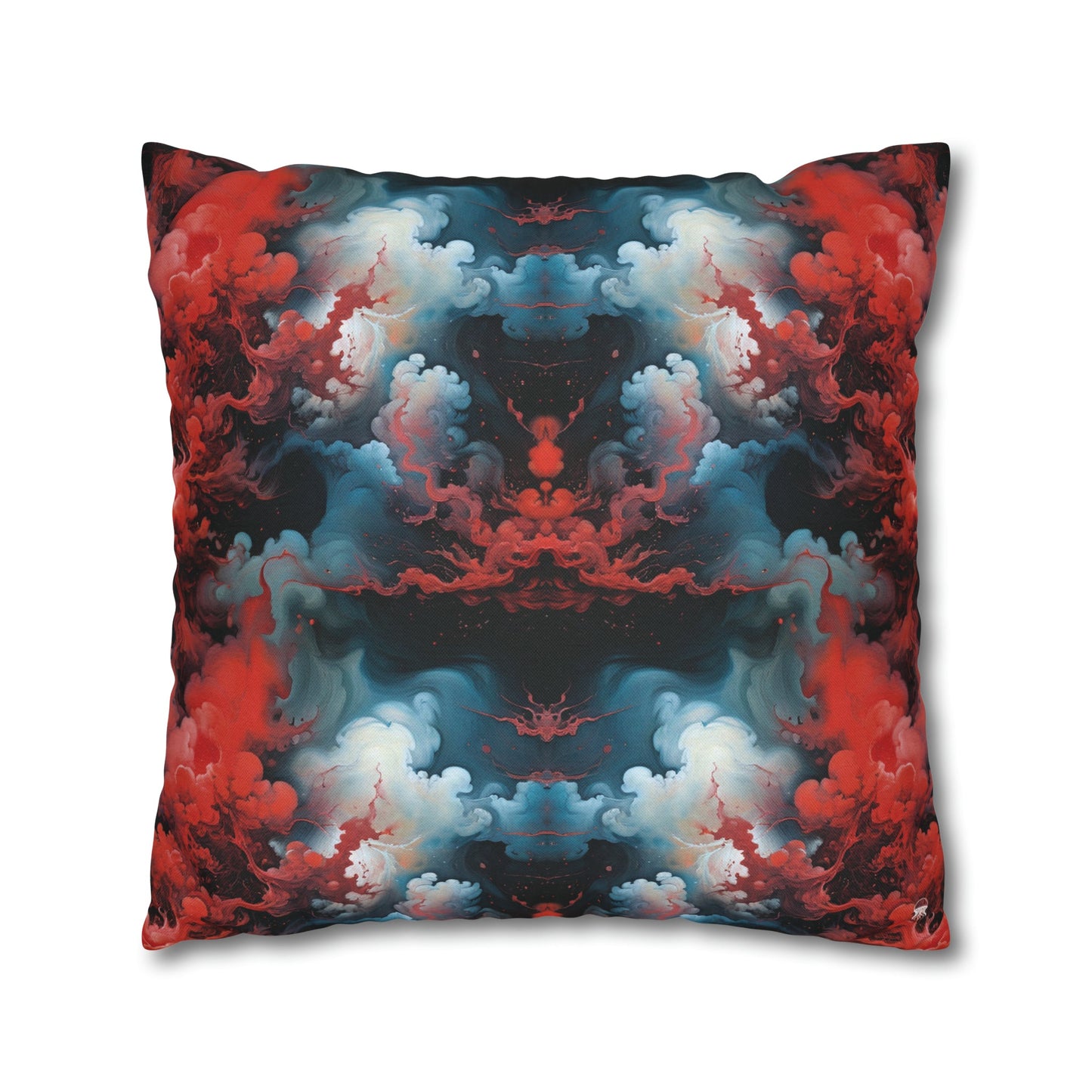 Square Pillow Case - Ethereal Crimson Flow - Dual Harmony Jelly Kvlt