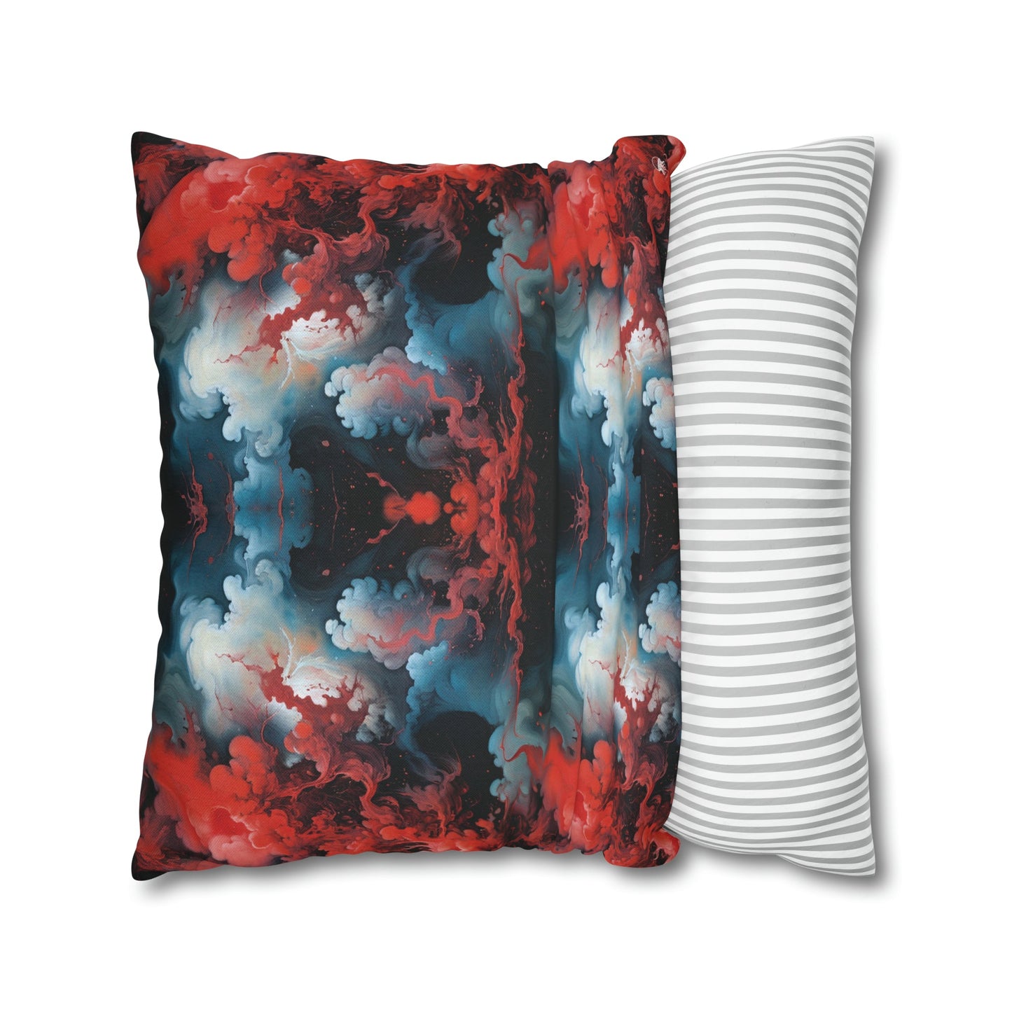 Square Pillow Case - Ethereal Crimson Flow - Dual Harmony Jelly Kvlt