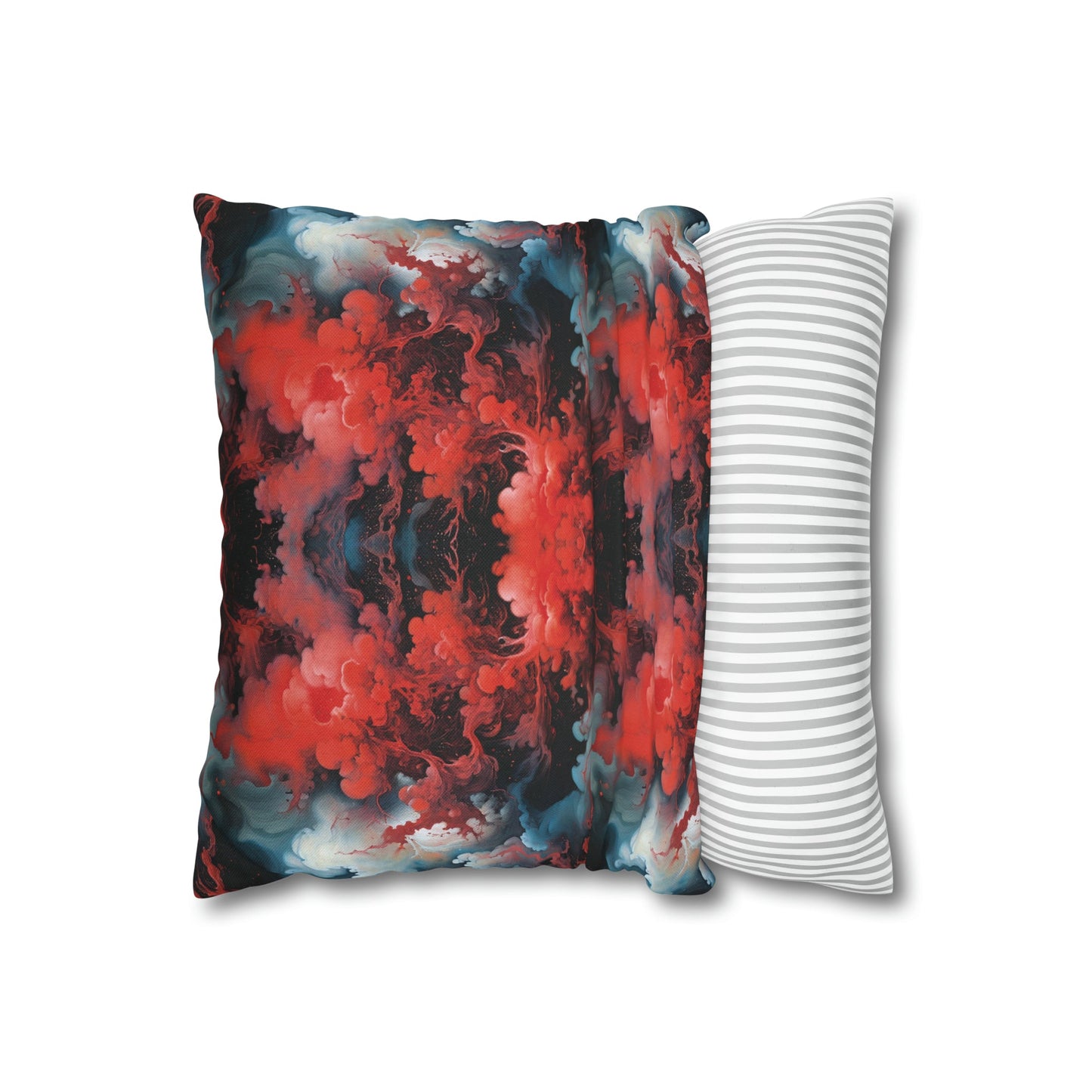 Square Pillow Case - Ethereal Crimson Flow - Dual Harmony Jelly Kvlt