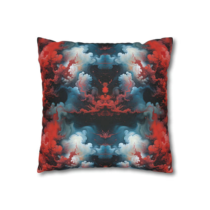 Square Pillow Case - Ethereal Crimson Flow - Dual Harmony Jelly Kvlt