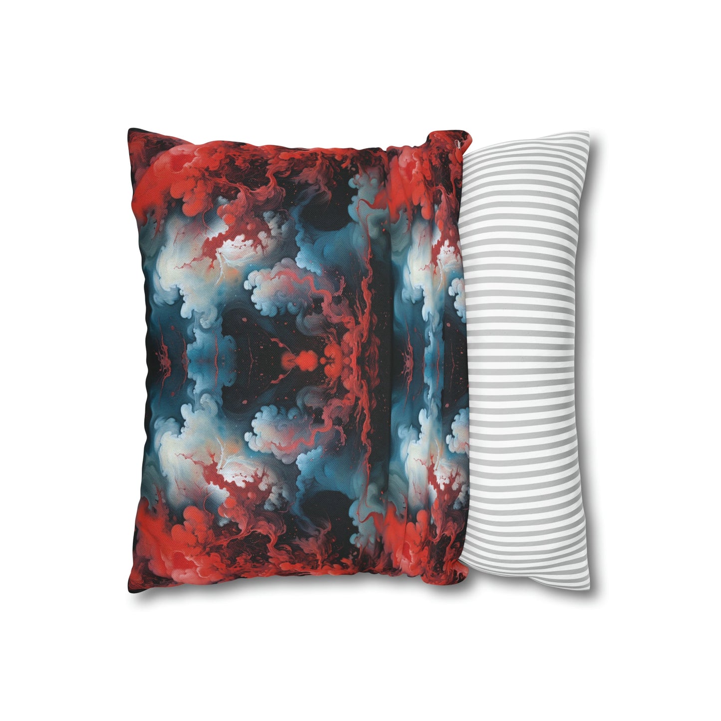 Square Pillow Case - Ethereal Crimson Flow - Dual Harmony Jelly Kvlt