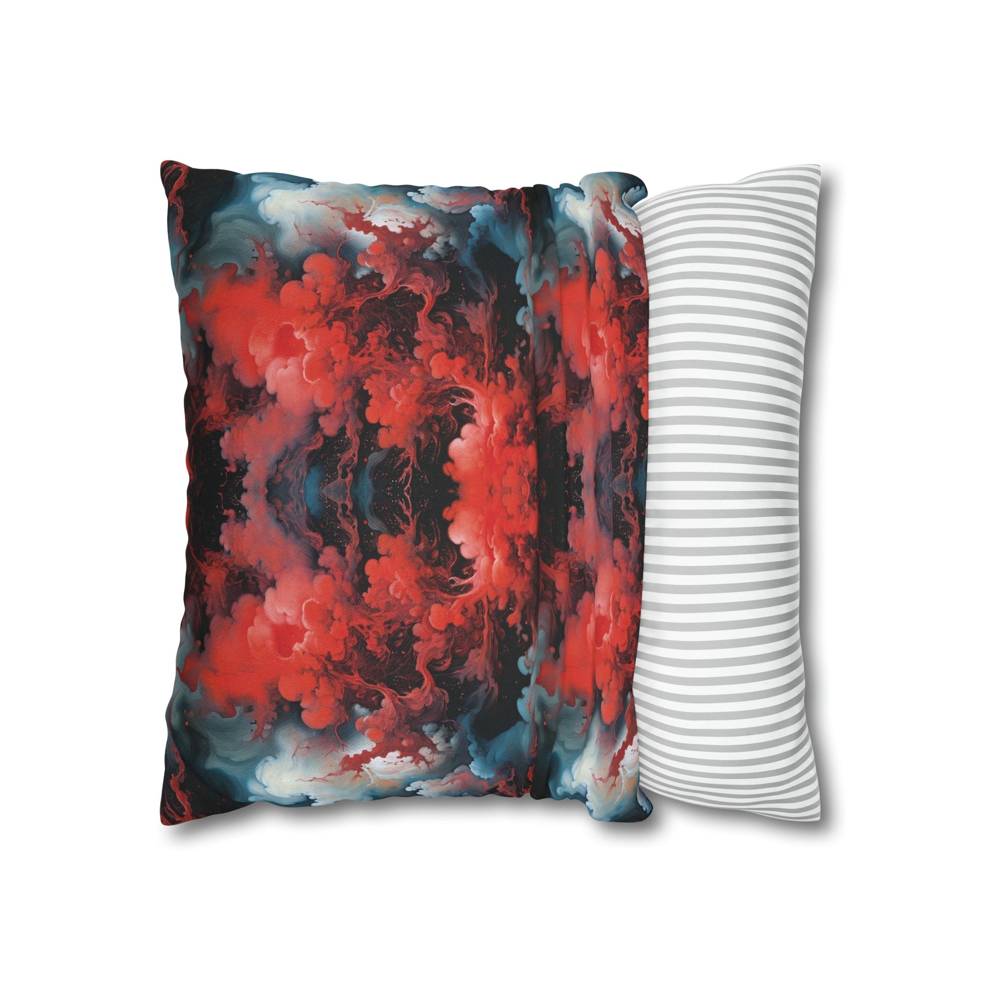 Square Pillow Case - Ethereal Crimson Flow - Dual Harmony Jelly Kvlt