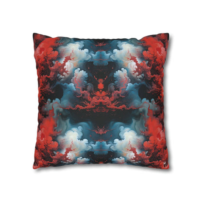 Square Pillow Case - Ethereal Crimson Flow - Dual Harmony Jelly Kvlt