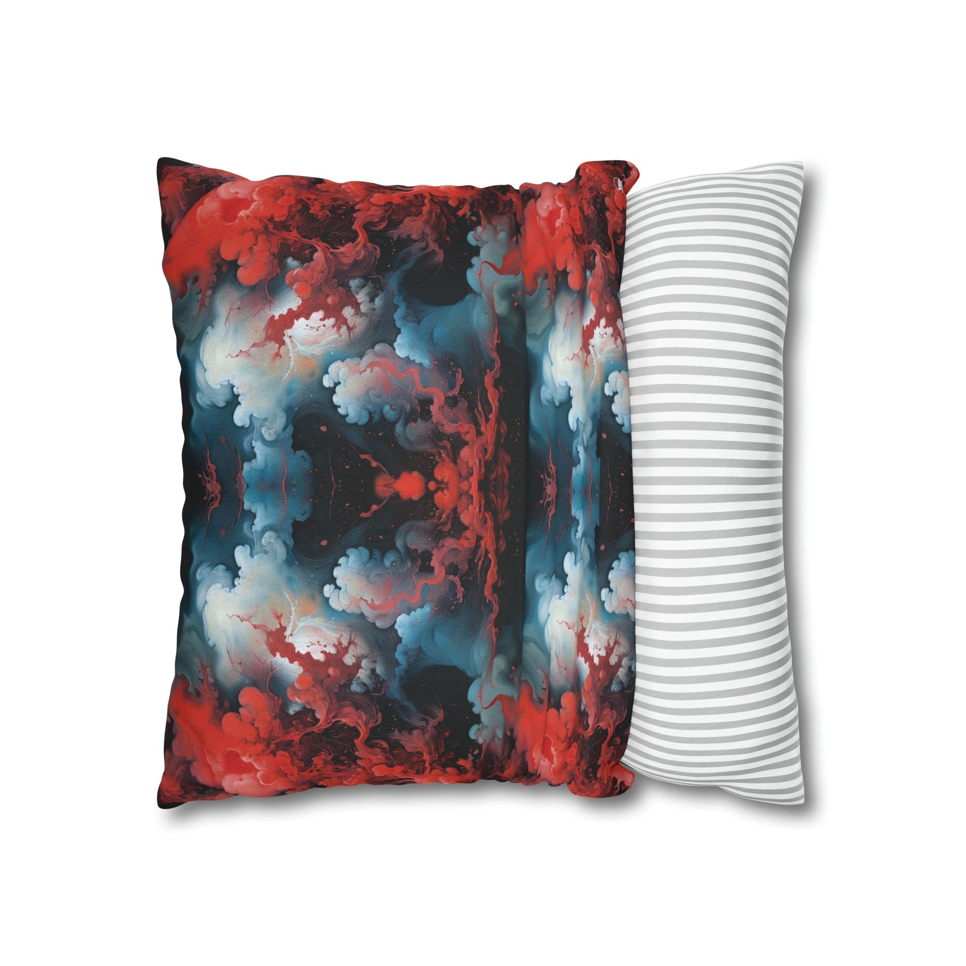 Square Pillow Case - Ethereal Crimson Flow - Dual Harmony Jelly Kvlt