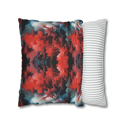 Square Pillow Case - Ethereal Crimson Flow - Dual Harmony Jelly Kvlt