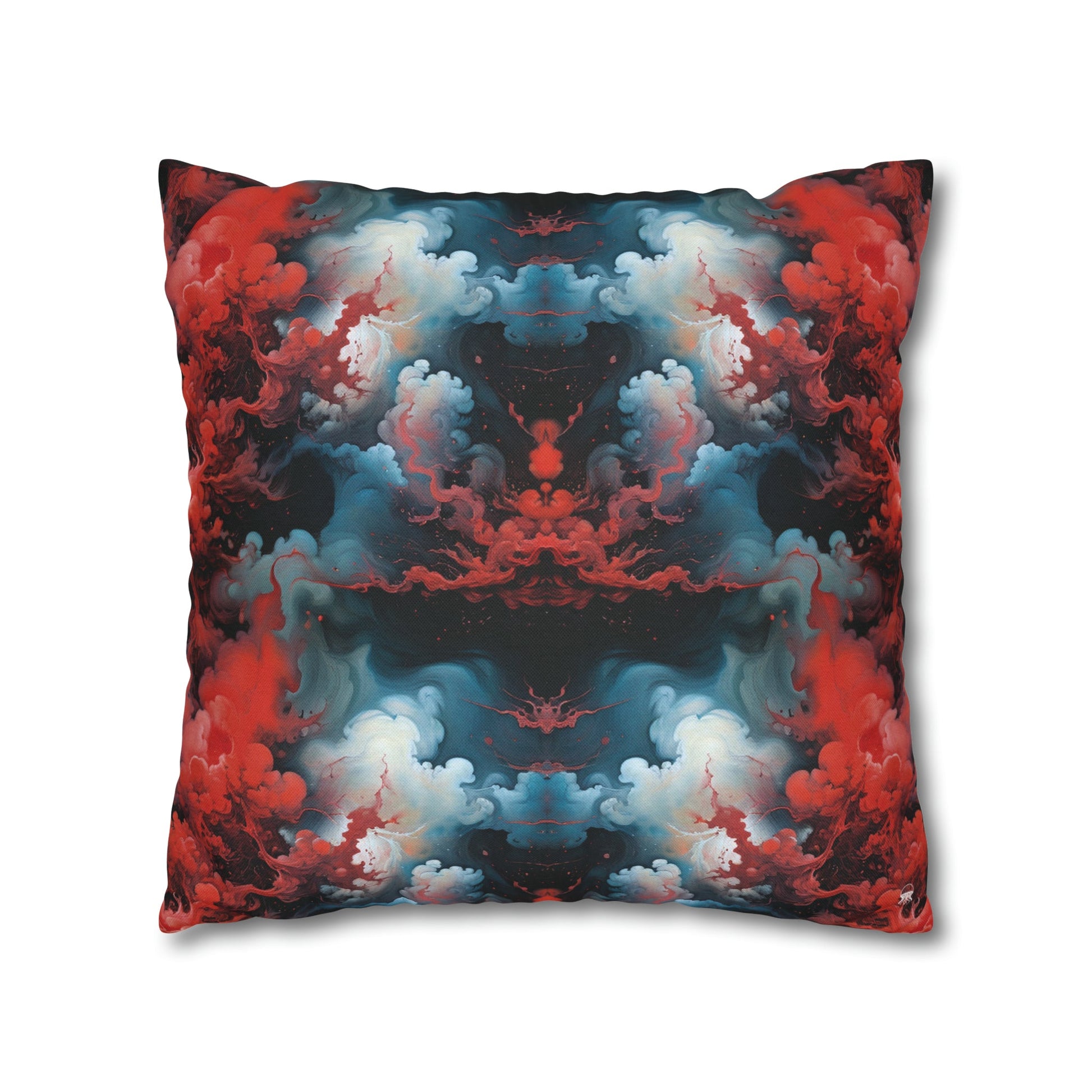 Square Pillow Case - Ethereal Crimson Flow - Dual Harmony Jelly Kvlt