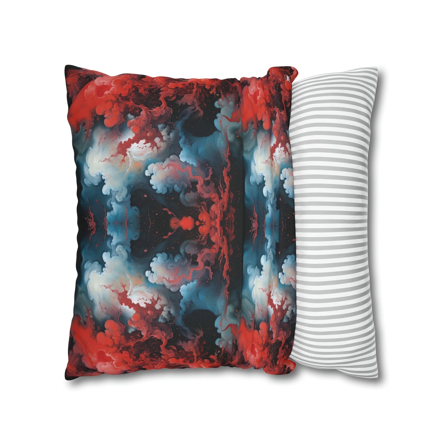 Square Pillow Case - Ethereal Crimson Flow - Dual Harmony Jelly Kvlt