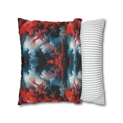 Square Pillow Case - Ethereal Crimson Flow - Dual Harmony Jelly Kvlt