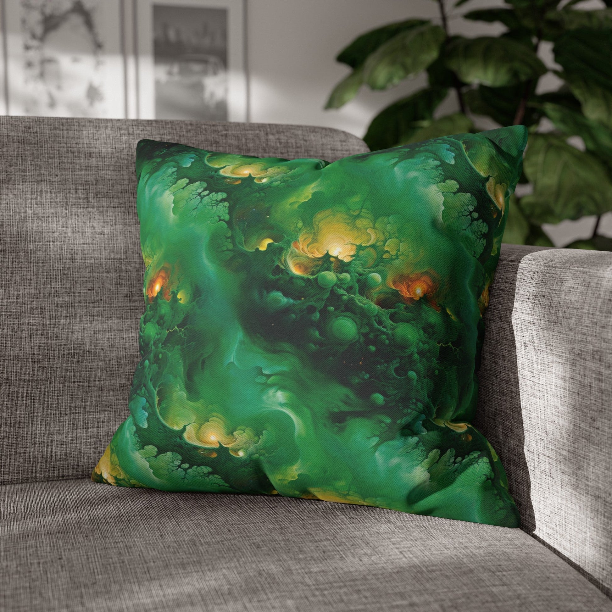 Square Pillow Case - Viridian Shroud - by Jelly Kvlt