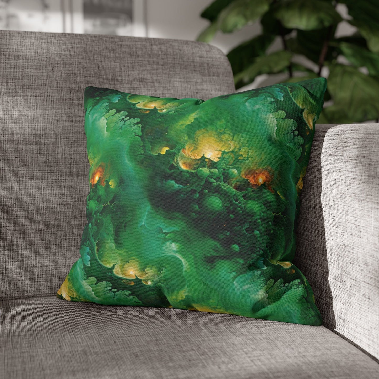 Square Pillow Case - Viridian Shroud - by Jelly Kvlt