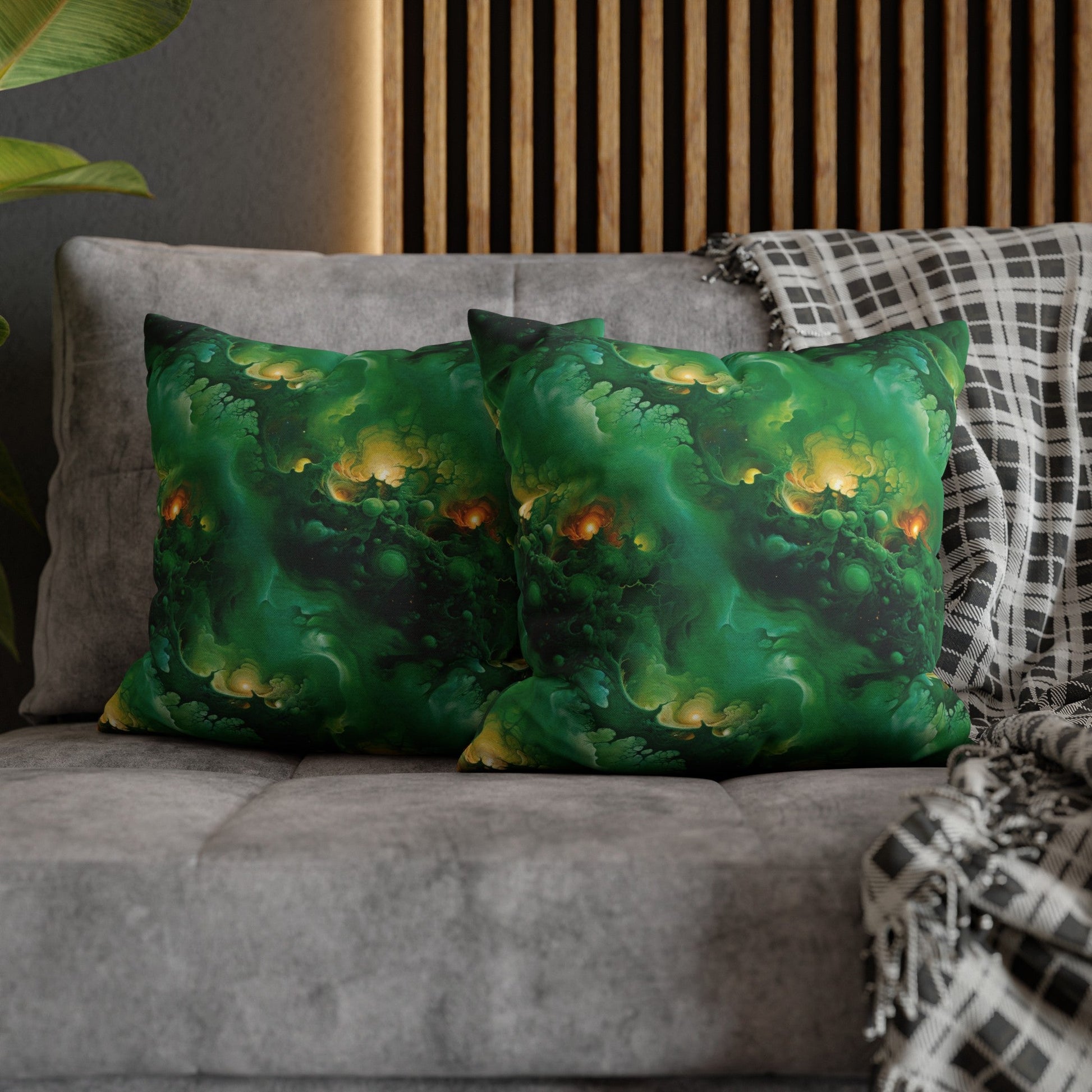 Square Pillow Case - Viridian Shroud - by Jelly Kvlt