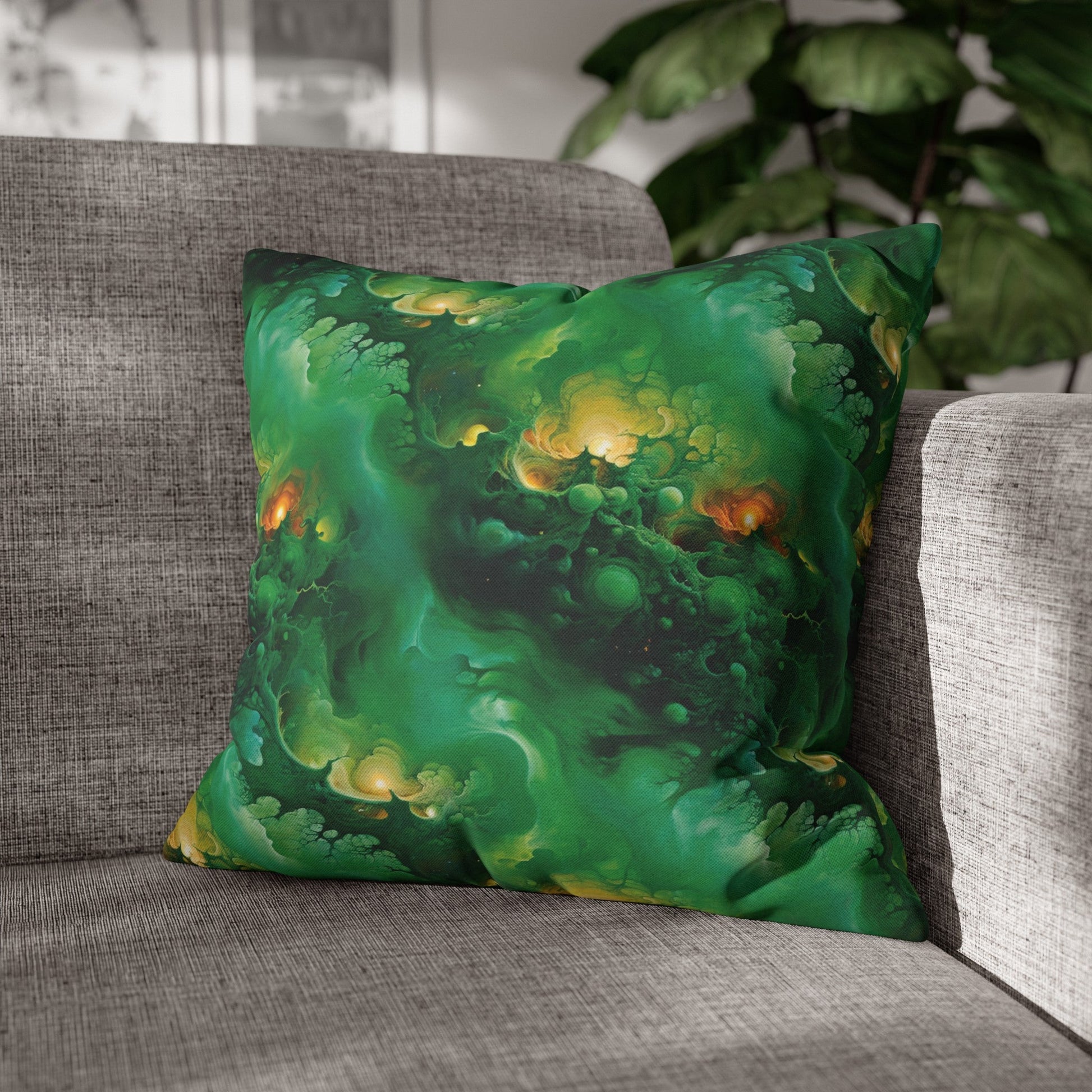 Square Pillow Case - Viridian Shroud - by Jelly Kvlt