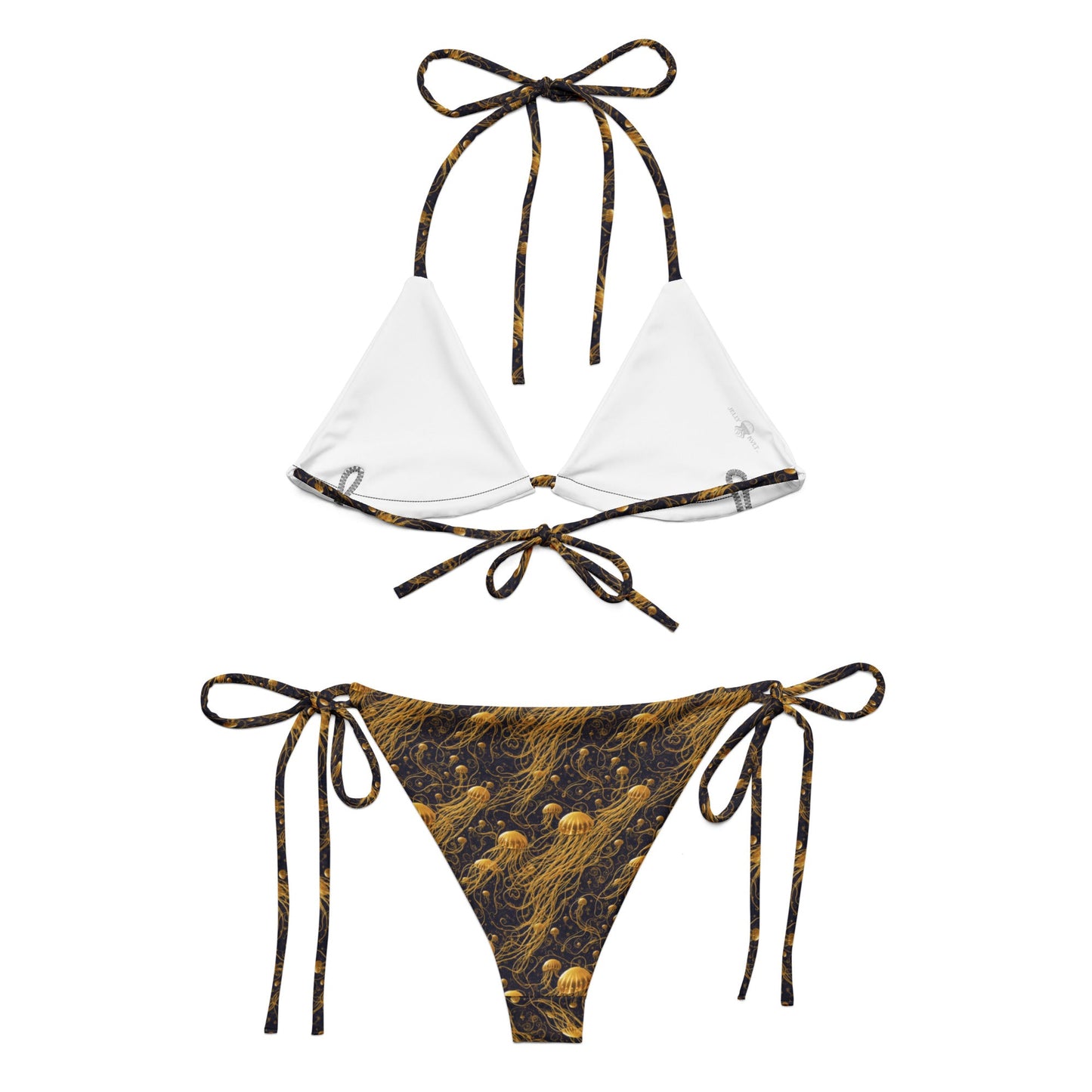 String bikini - Black and Gold Jellyfishes - by Jelly Kvlt