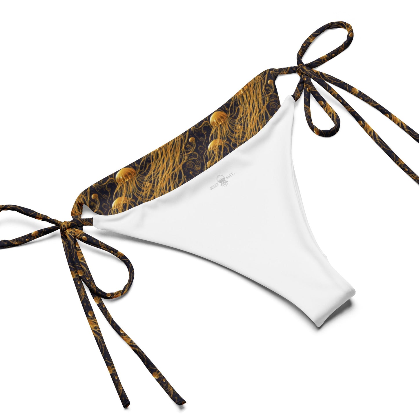 String bikini - Black and Gold Jellyfishes - by Jelly Kvlt