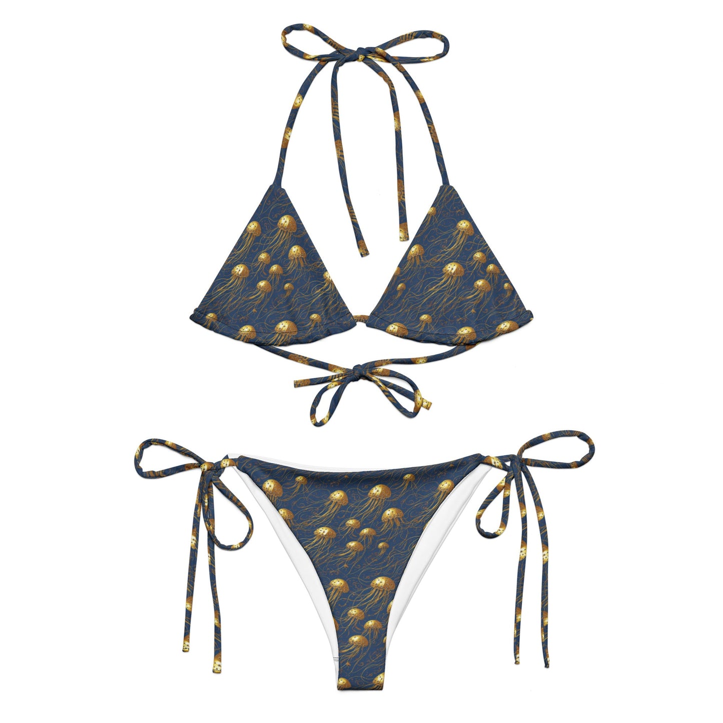 String bikini - Blue and Gold Jellyfishes - by Jelly Kvlt