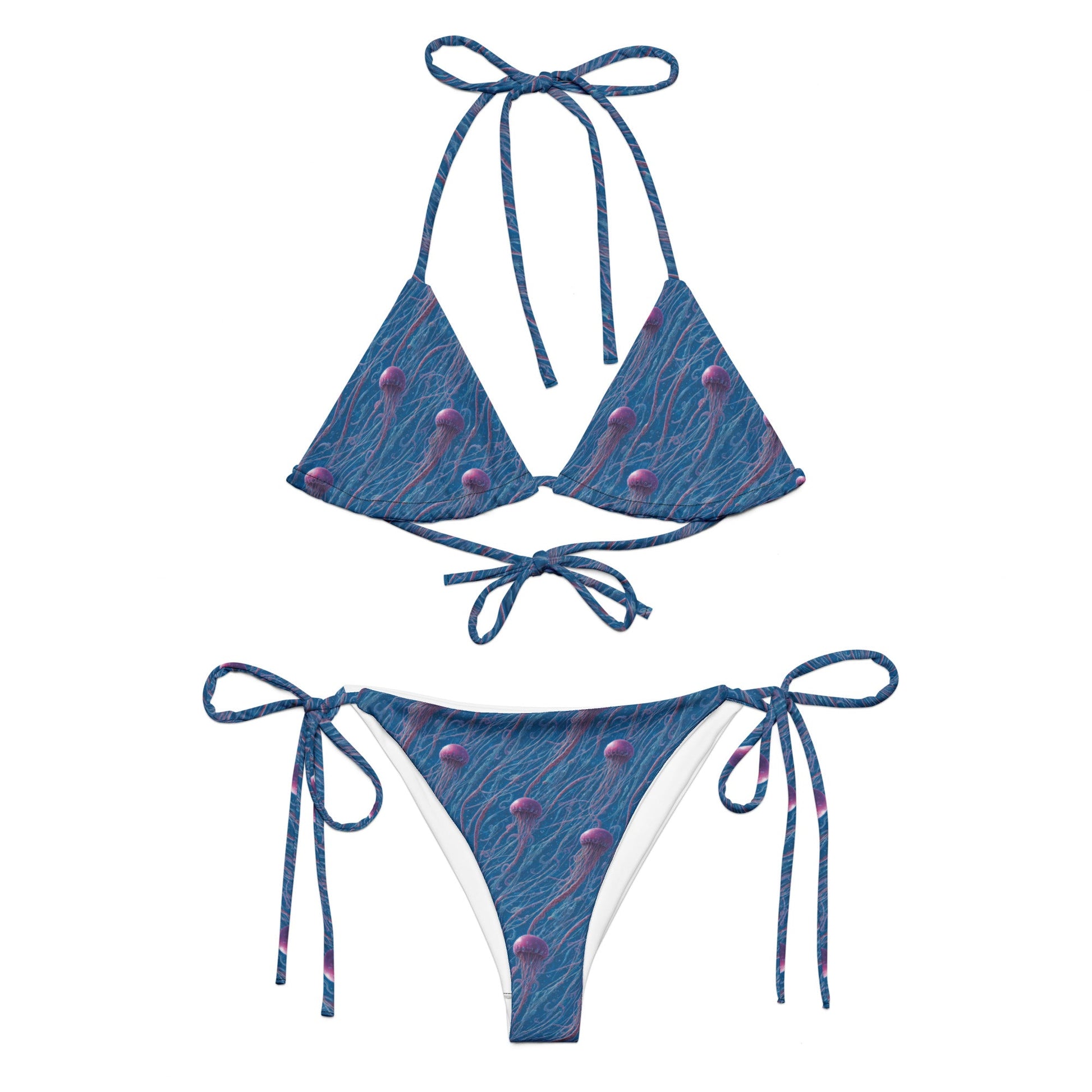 String bikini - Blue and Violet Jellyfishes - by Jelly Kvlt