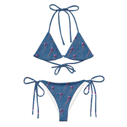 String bikini - Blue and Violet Jellyfishes - by Jelly Kvlt