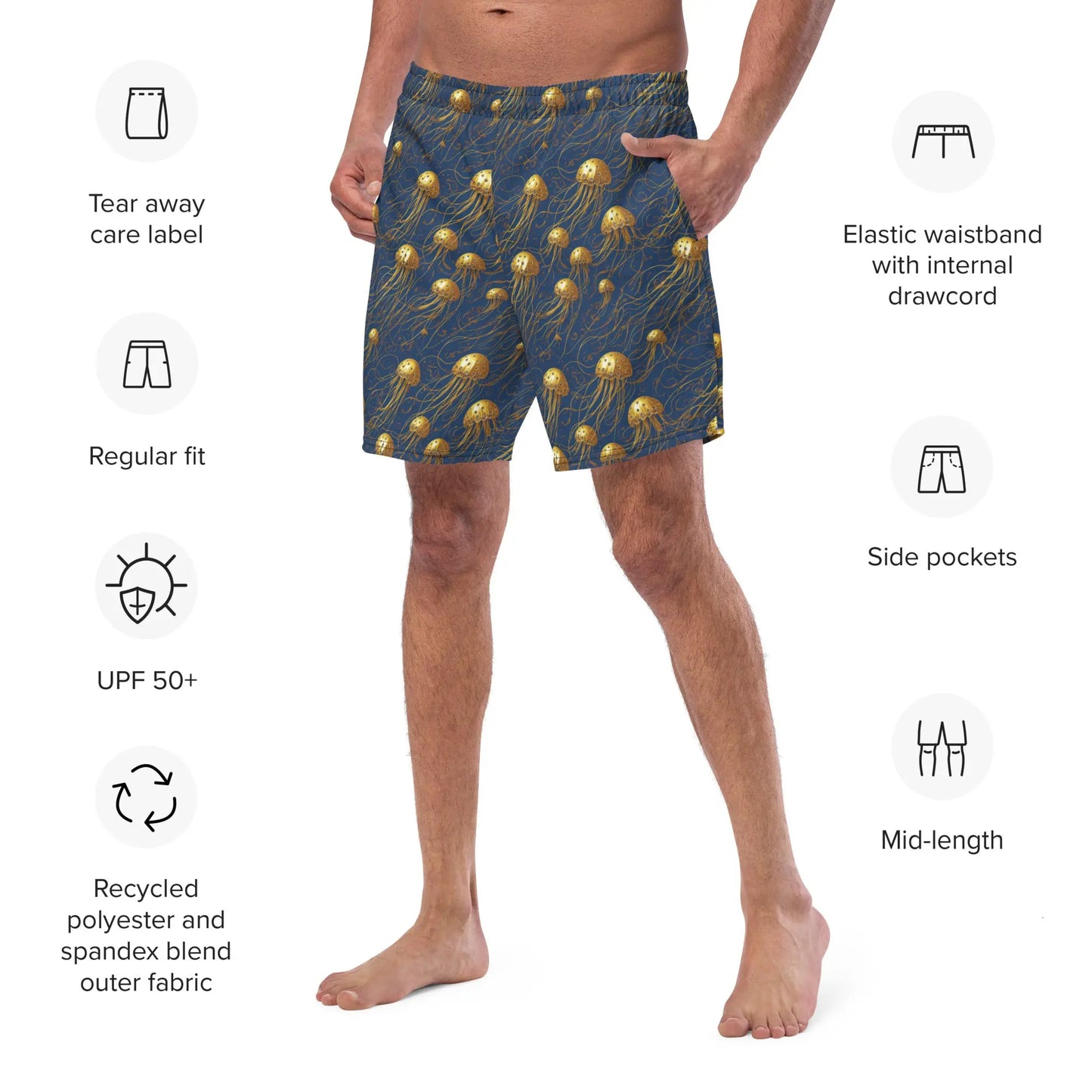 Swim trunks - Blue and Gold Jellyfishes Jelly Kvlt