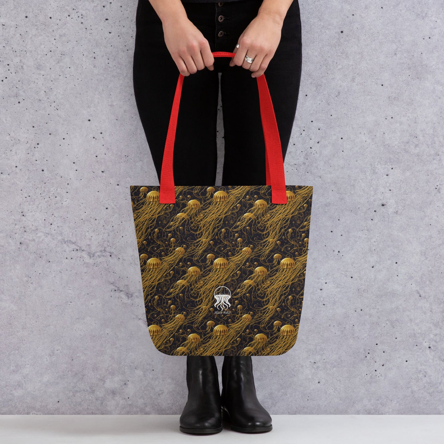 Tote bag - Black and Gold Jellyfishes Jelly Kvlt