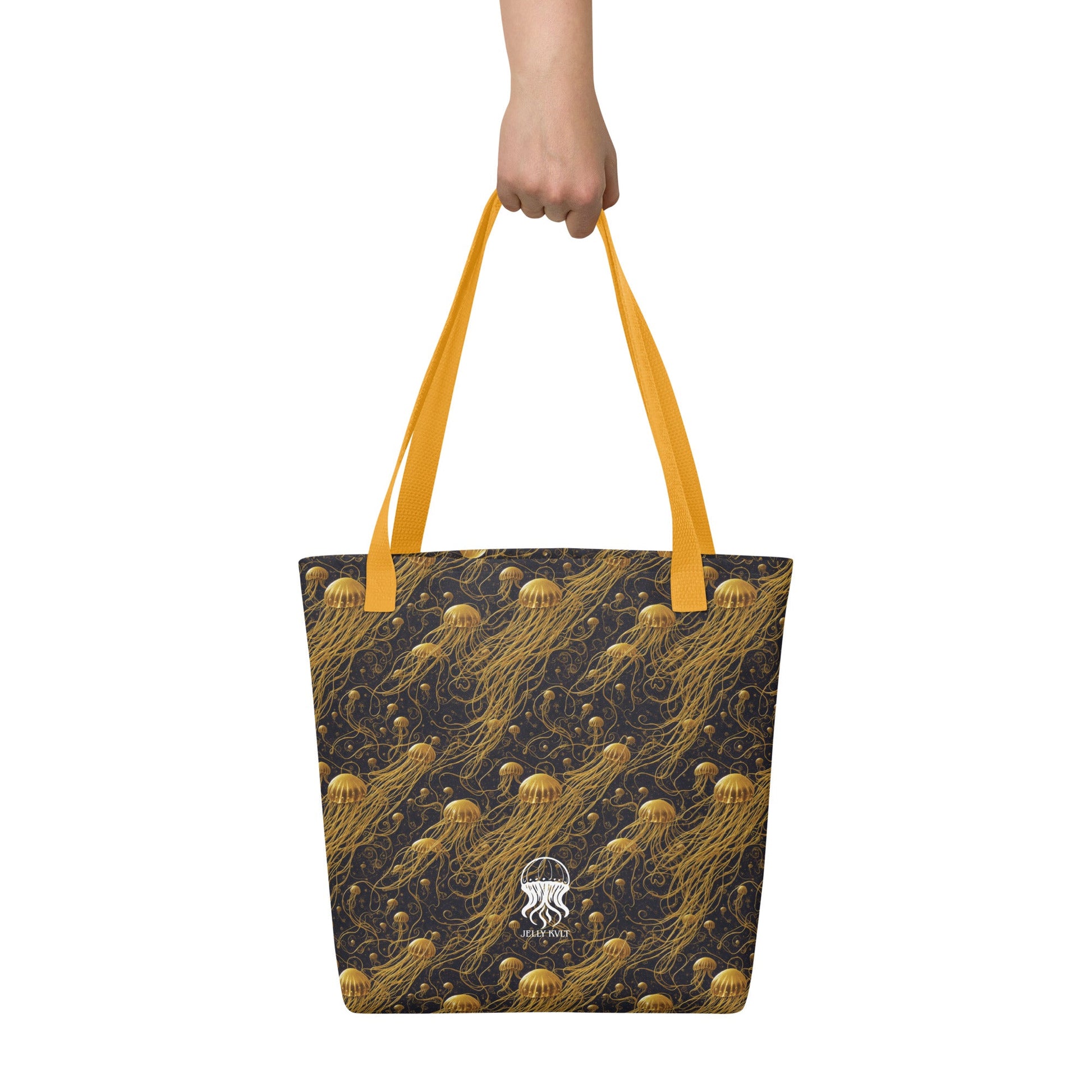 Tote bag - Black and Gold Jellyfishes Jelly Kvlt