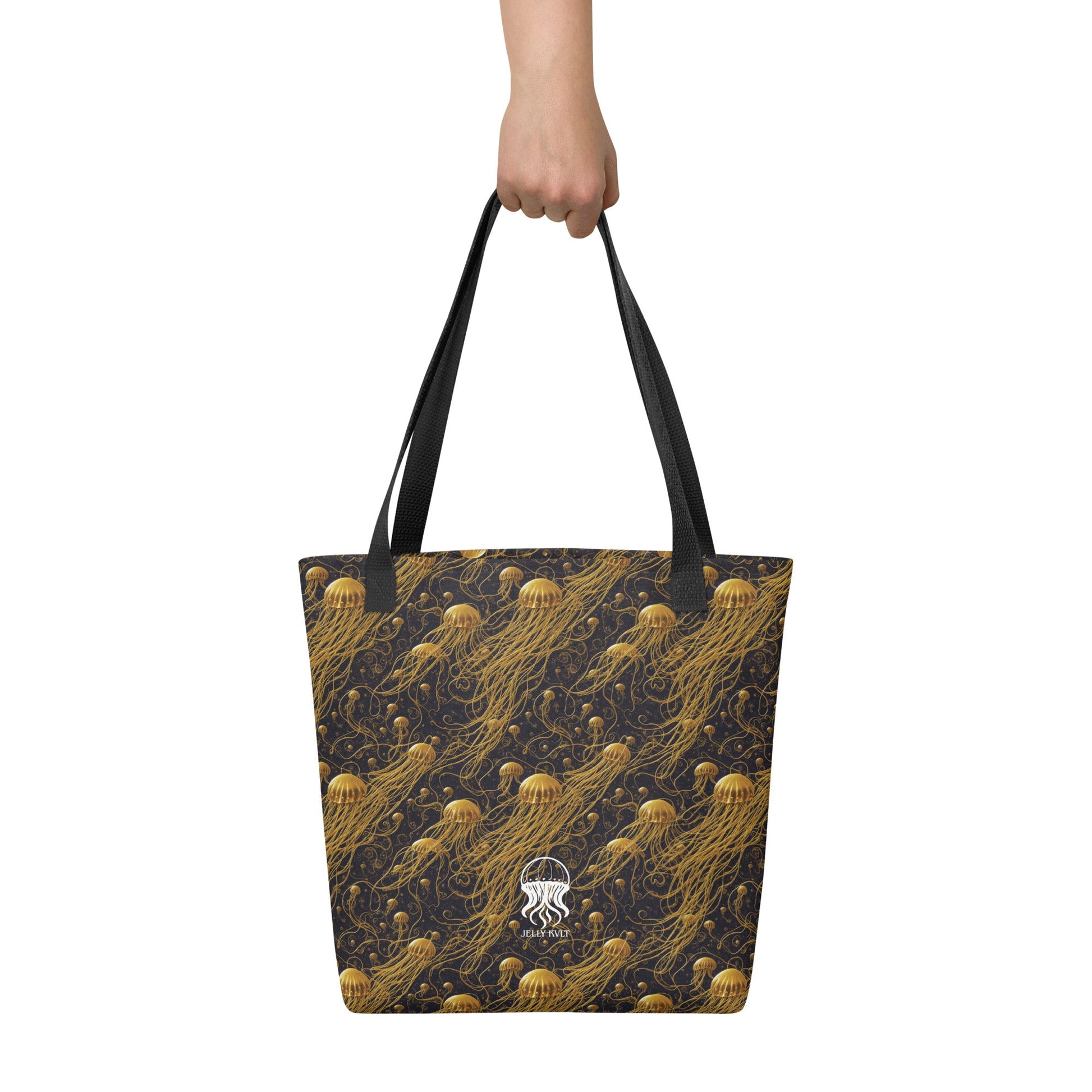 Tote bag - Black and Gold Jellyfishes Jelly Kvlt