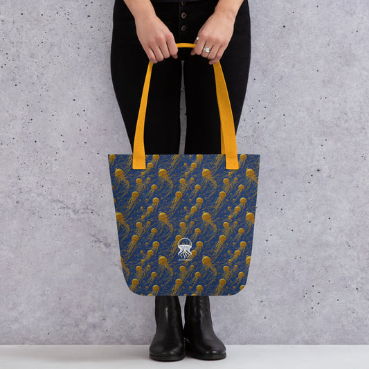 Tote bag - Blue and Gold Jellyfishes Jelly Kvlt