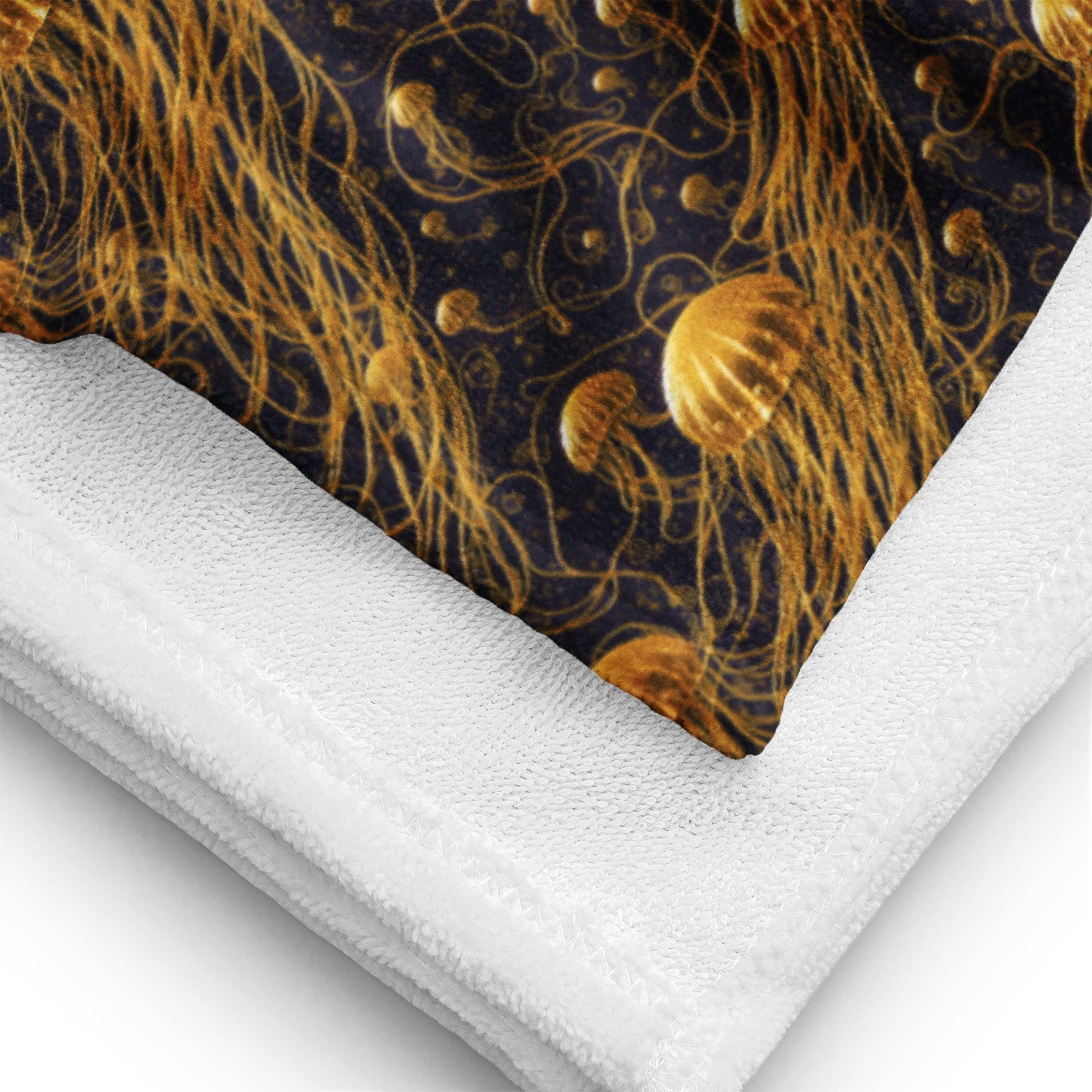 Beach Towel - Black and Gold Jellyfishes - by Jelly Kvlt