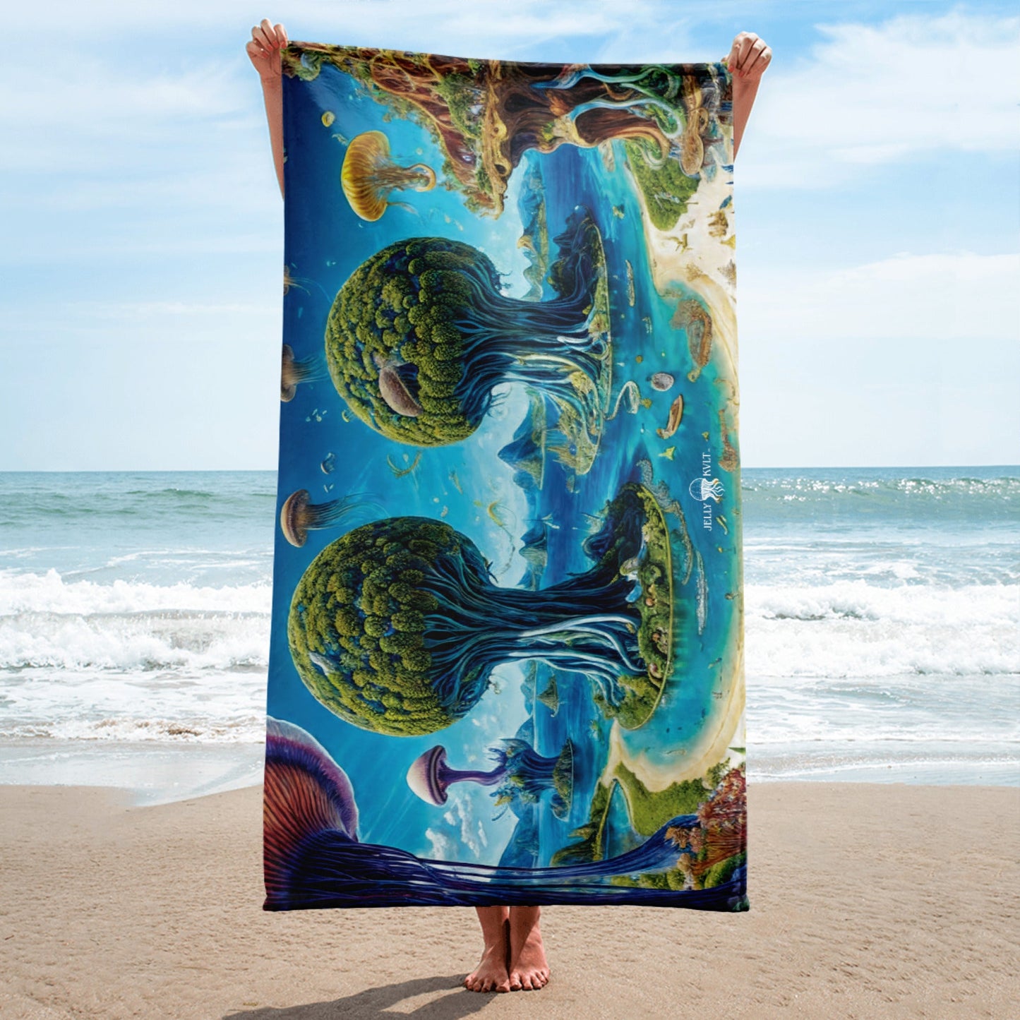 Beach Towel- Cosmic Tree Isles - by Jelly Kvlt